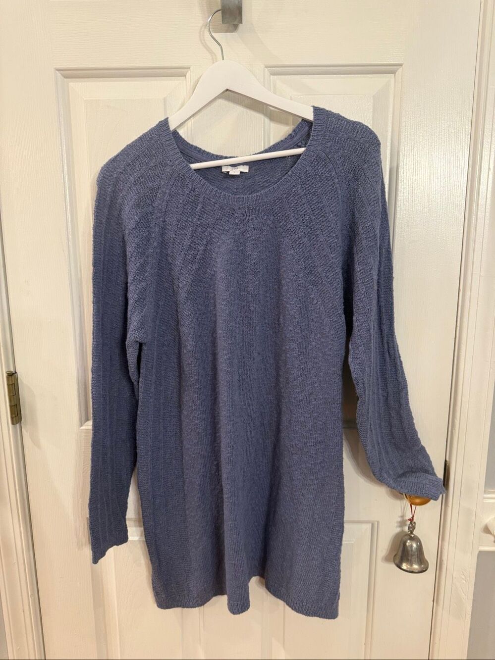 J. Jill Slate Blue Textured Tunic Sweater sz L EUC